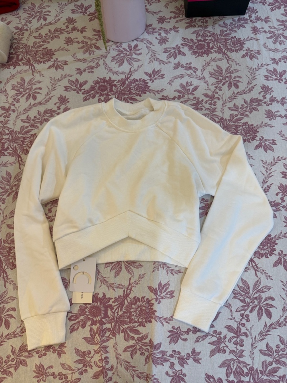NWT white Cropped Long-Sleeve Sweatshirt XS